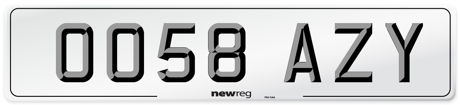 OO58 AZY Number Plate from New Reg